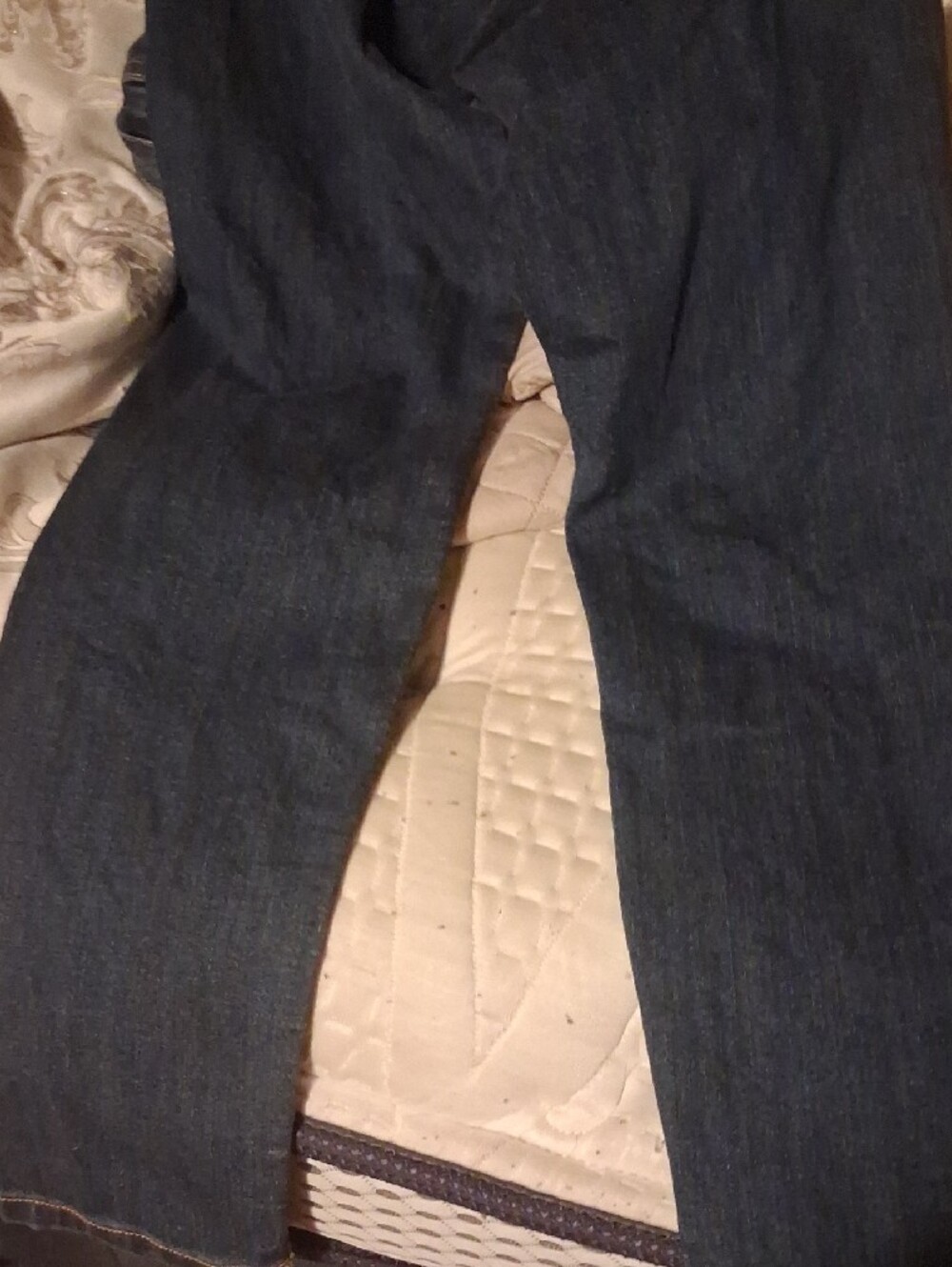 Judy Blue Dark Blue Distressed Boyfriend Jeans with Red Plaid Patches - Picture 9 of 10